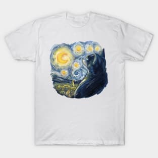 Cat and the Starry Night T-Shirt